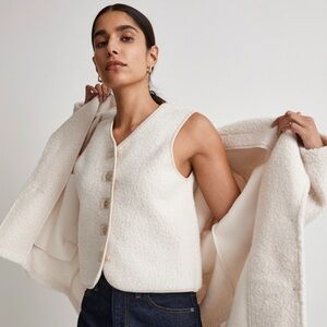 Madewell Pebbled Faux Shearling Button-Front Vest
